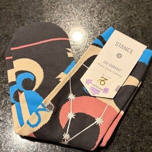 Stance Capricorn Crew Socks - Black with Blue, Pink & Cream Accents